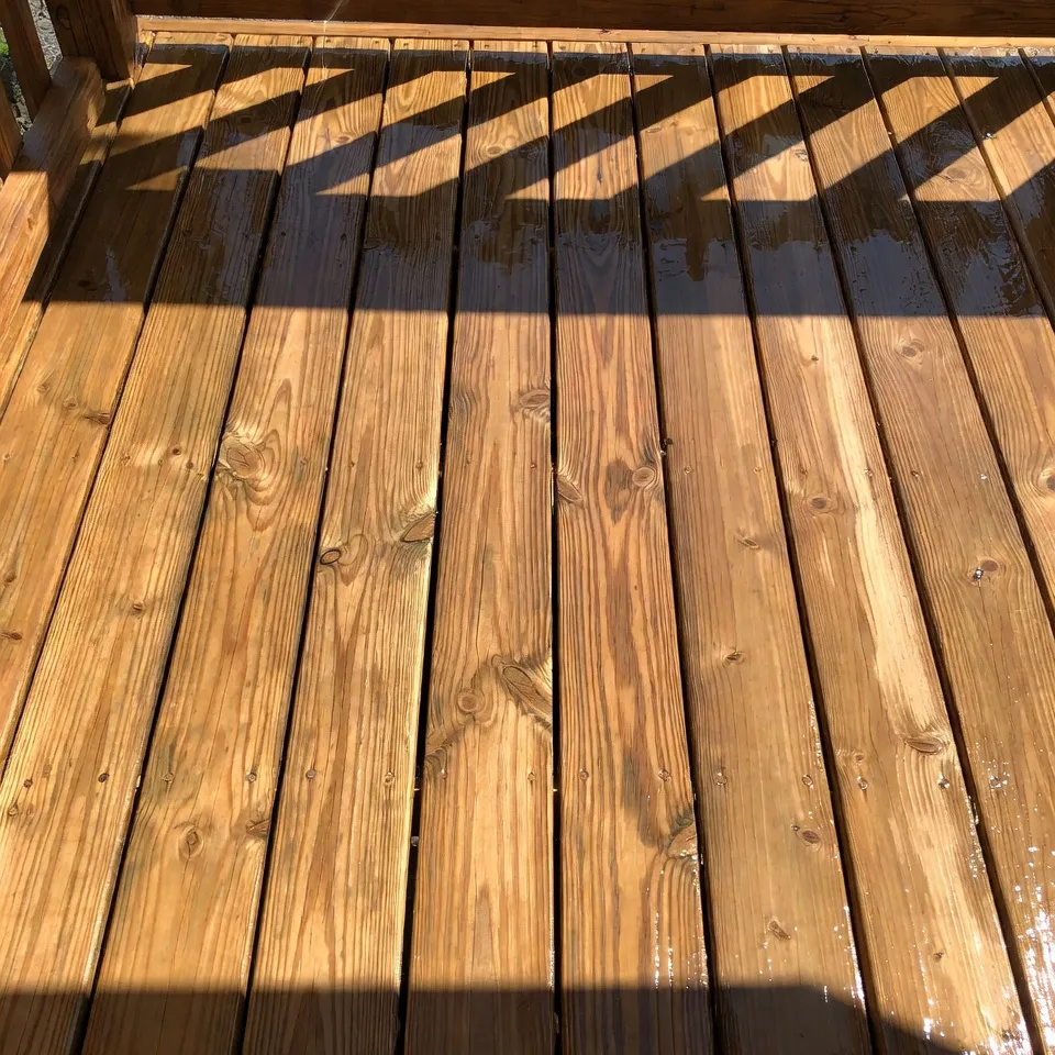 Wood deck restored by pressure washing