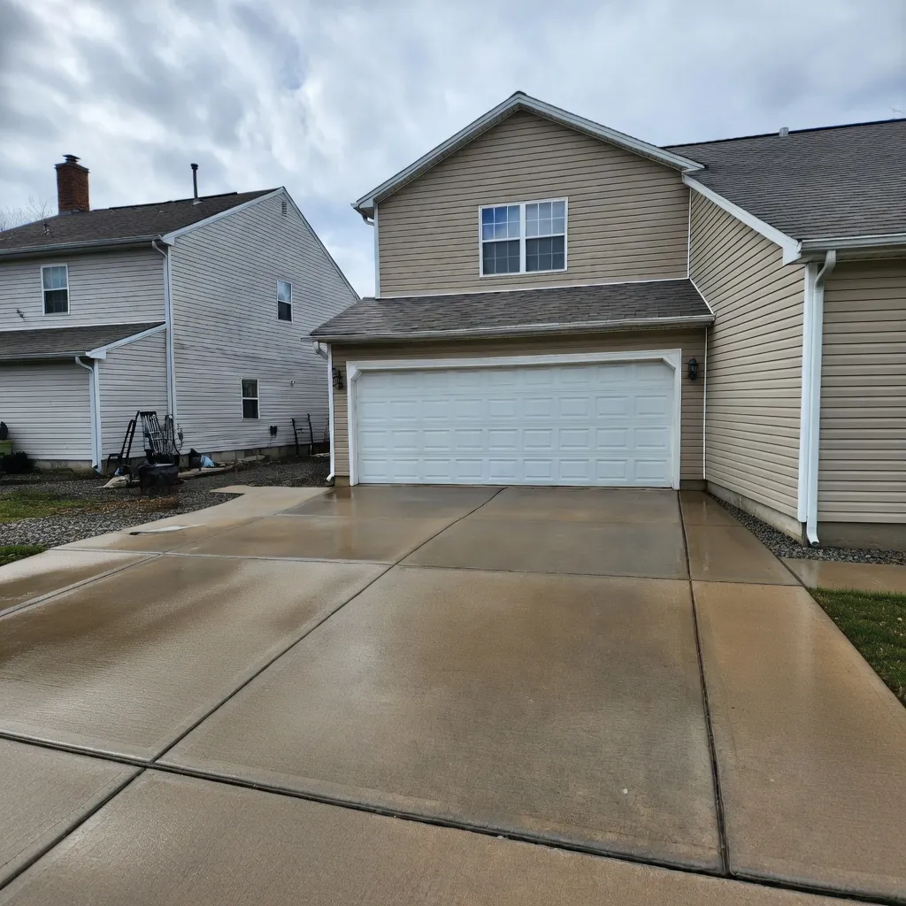 Pressure washed driveway and concrete surface