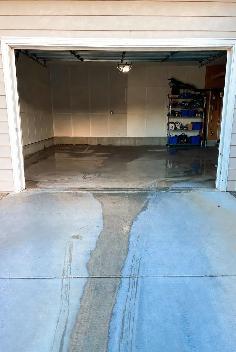 Garage floor after pressure washing